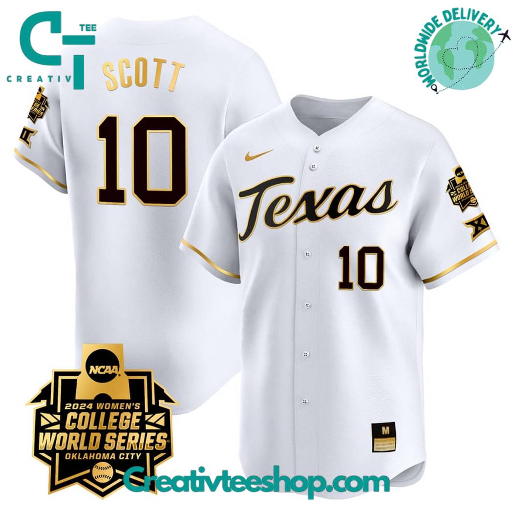 Texas Women'S College World Series Champions White Gold Baseball Jersey