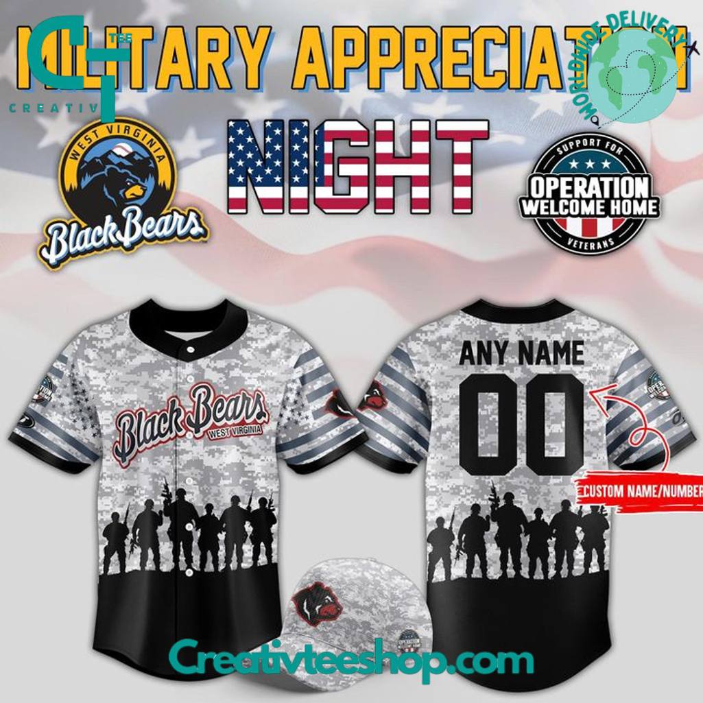 West Virginia Black Bears X Military Appreciation Night 2025 Baseball Jersey