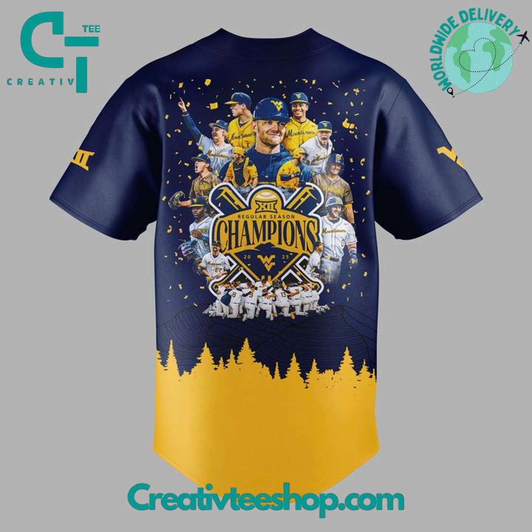 West Virginia Mountaineers Big 12 Regular Season Champions Baseball Jersey