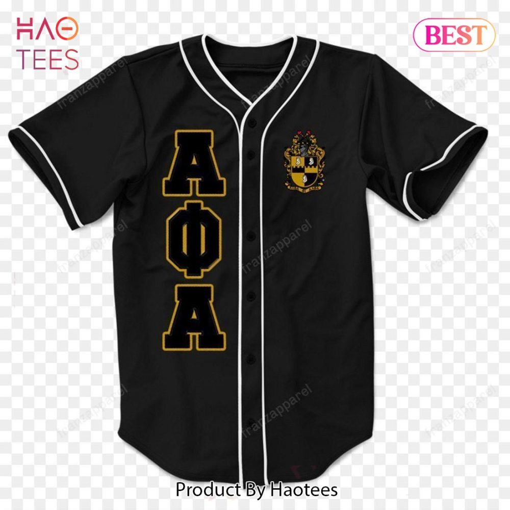 Stylish Black Greek Baseball Jersey With Crest - Perfect For Fraternity Events