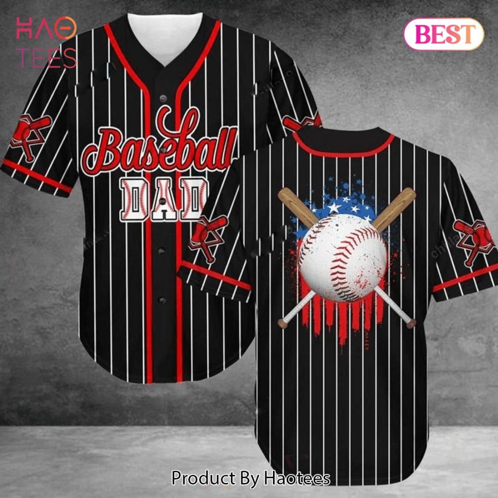 Baseball Dad Jersey - Patriotic Stripes &amp; Stars Design - Perfect Gift For Sports Lovers