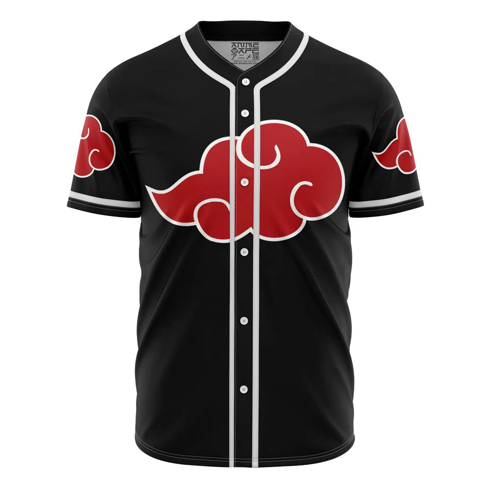 Stylish Anime-Inspired Black &amp; Red Cloud Baseball Jersey – Unisex, Soft Fabric, Perfect Gift!