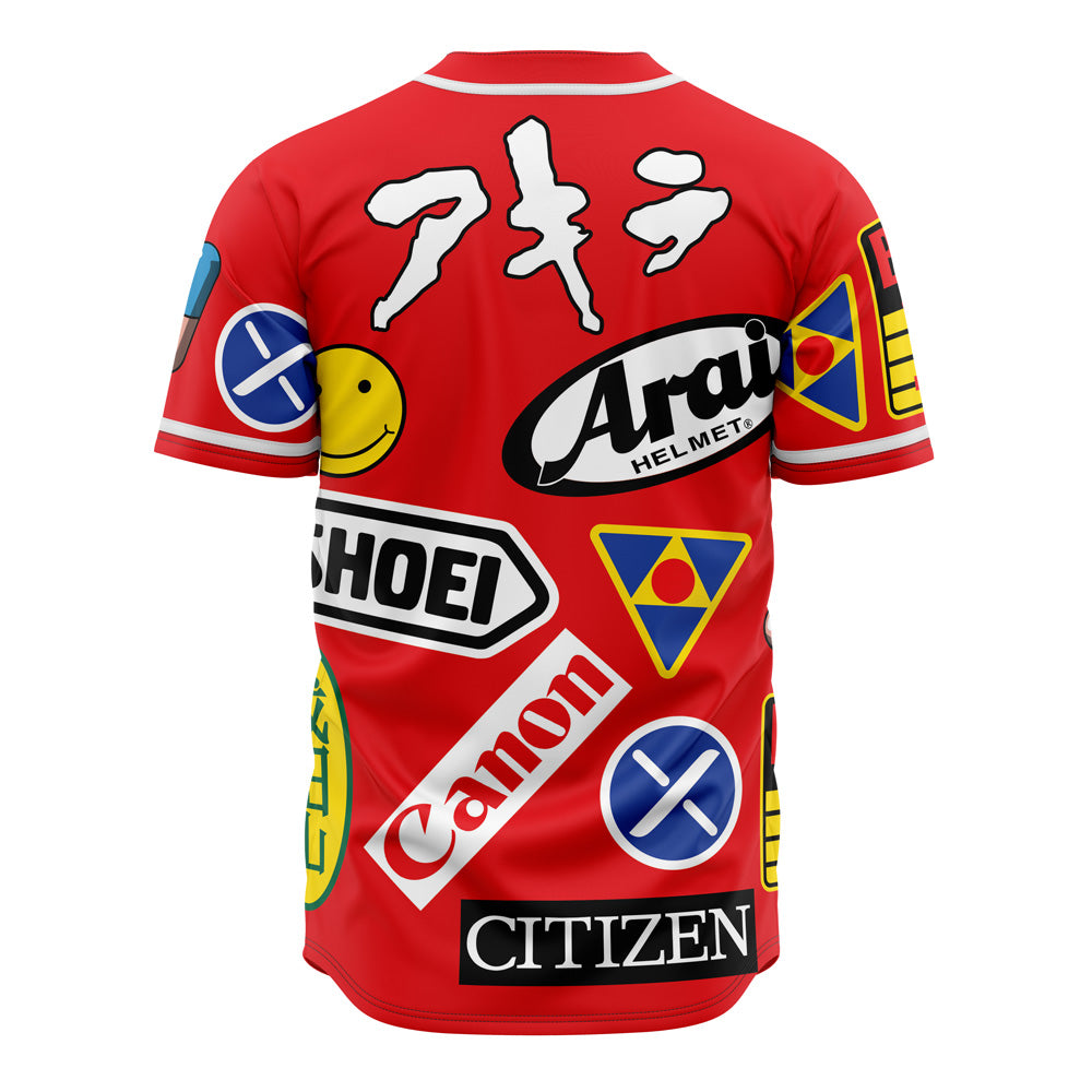 Vibrant Red Baseball Jersey With Bold Graphic Patches – Stand Out In Style!