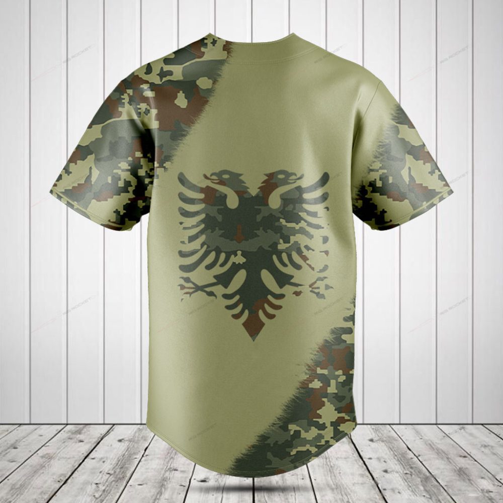 Stylish Camo Baseball Jersey With Eagle Design - Men'S Athletic Casual Shirt