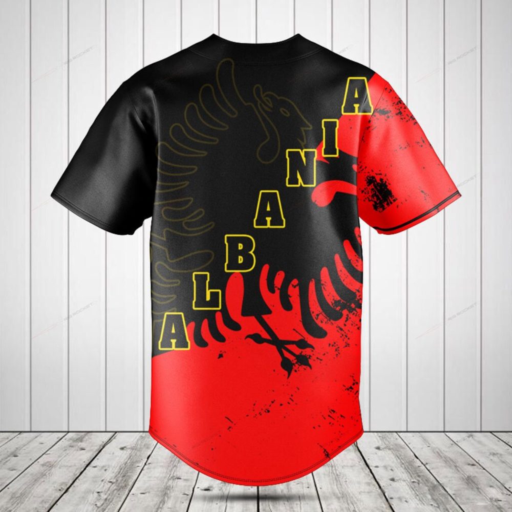 Albania Flag Baseball Jersey - Bold Red &amp; Black Design, Perfect Gift For Fans!