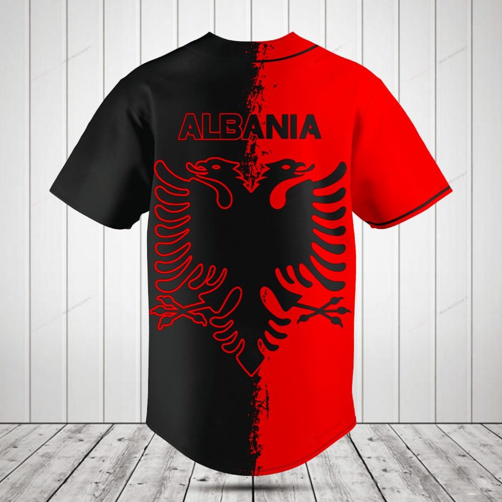 Stylish Red &amp; Black Albanian Flag Baseball Jersey - Unisex Team Apparel