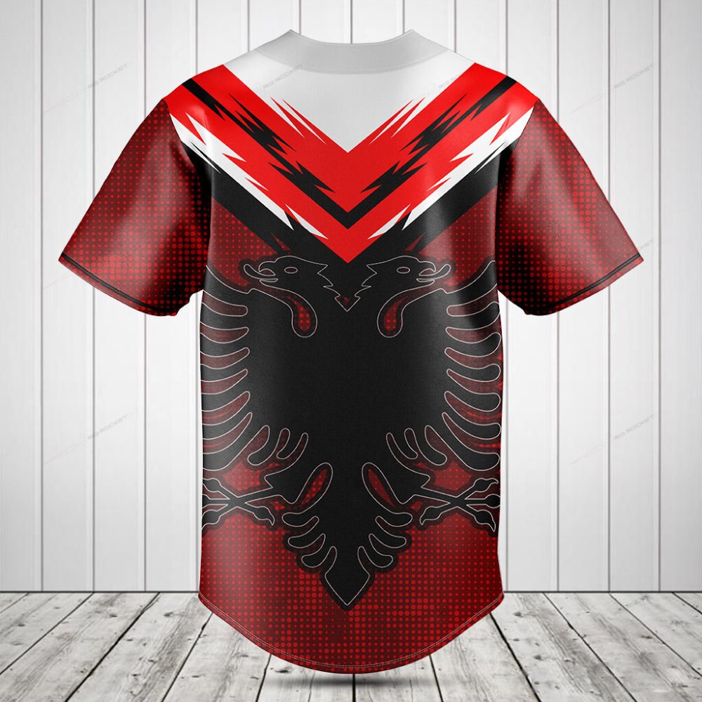 Bold Red &amp; Black Eagle Baseball Jersey - Stylish Sport Shirt For Fans