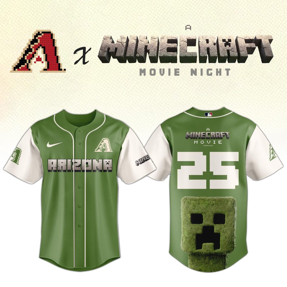 Exclusive Arizona X Minecraft Jersey - Limited Edition Baseball Shirt For Movie Night Fans