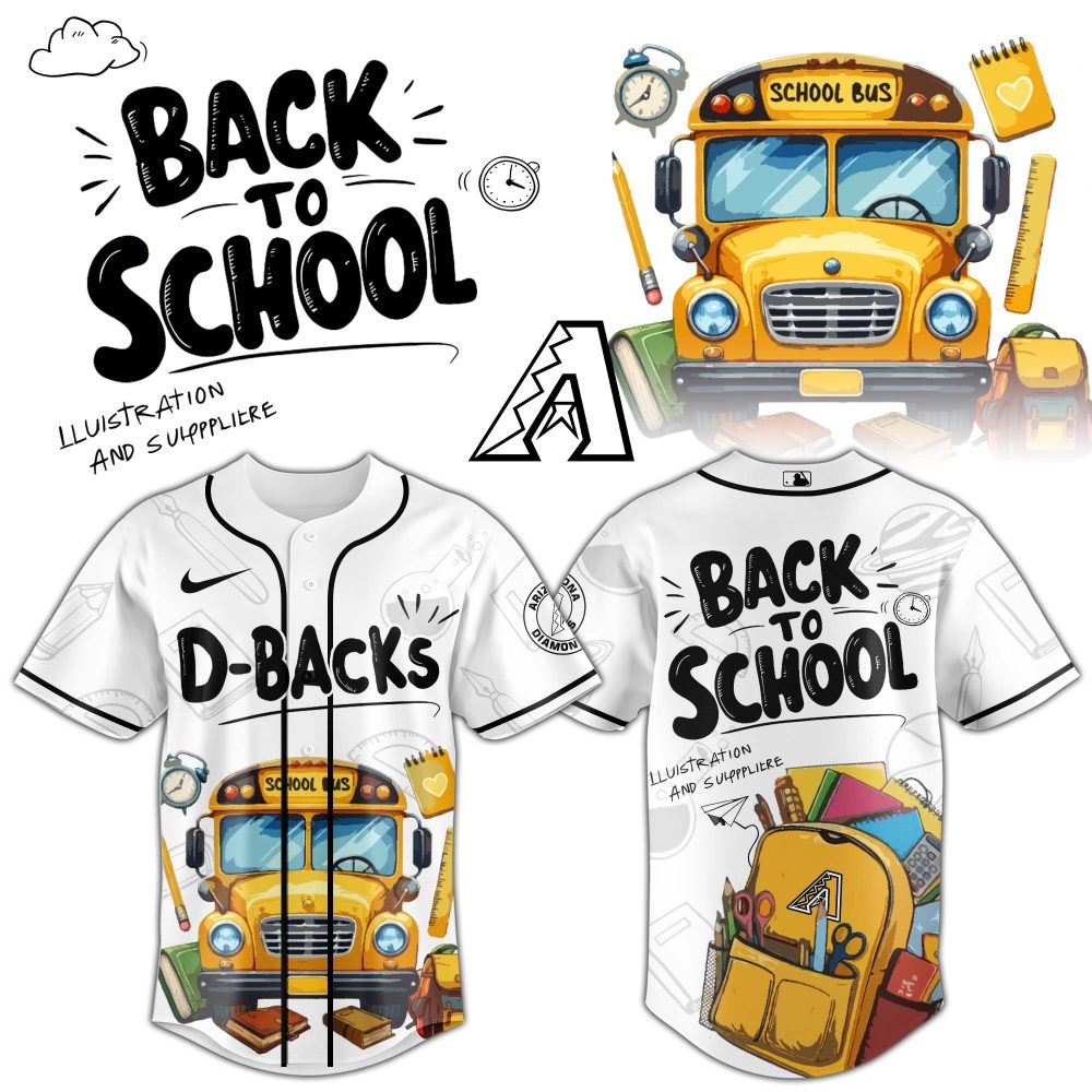 Kids' Back To School Baseball Jersey - Fun School Bus &amp; Supplies Design