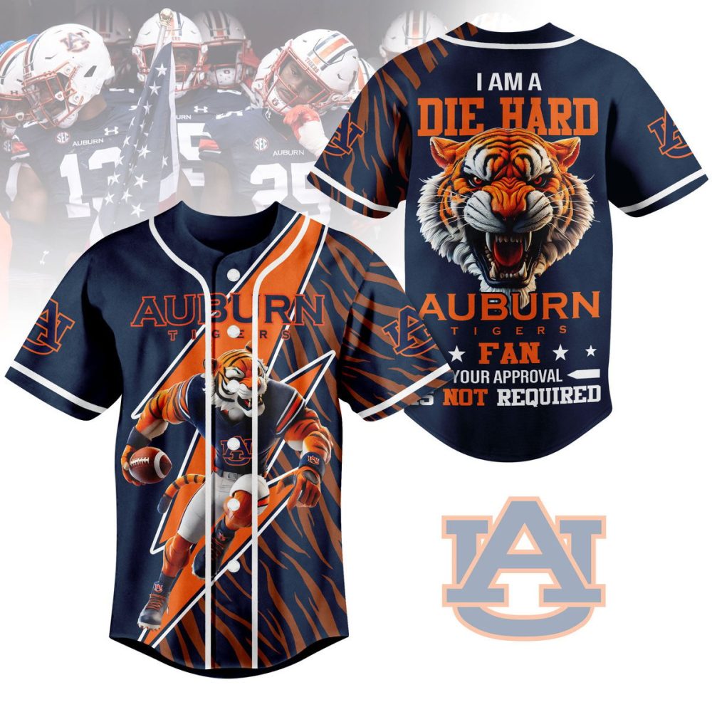 Auburn Tigers Die Hard Fan Jersey - Bold Graphic Baseball Shirt For Game Day Passion