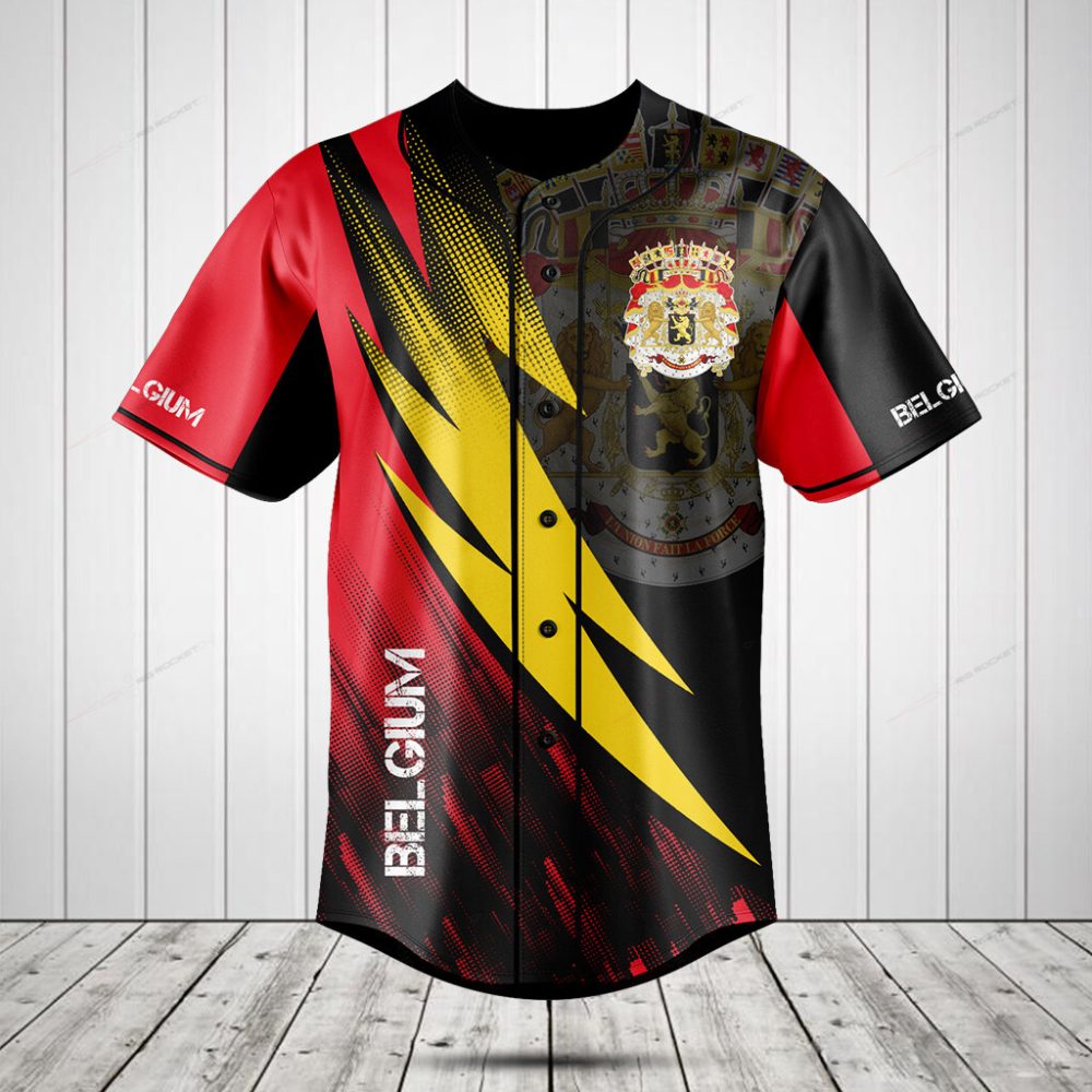 Belgium Flag-Inspired Baseball Jersey - Vibrant Red, Yellow &amp; Black Design - Limited Edition