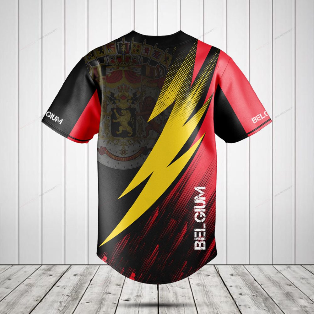Belgium Flag-Inspired Baseball Jersey - Vibrant Red, Yellow &amp; Black Design - Limited Edition