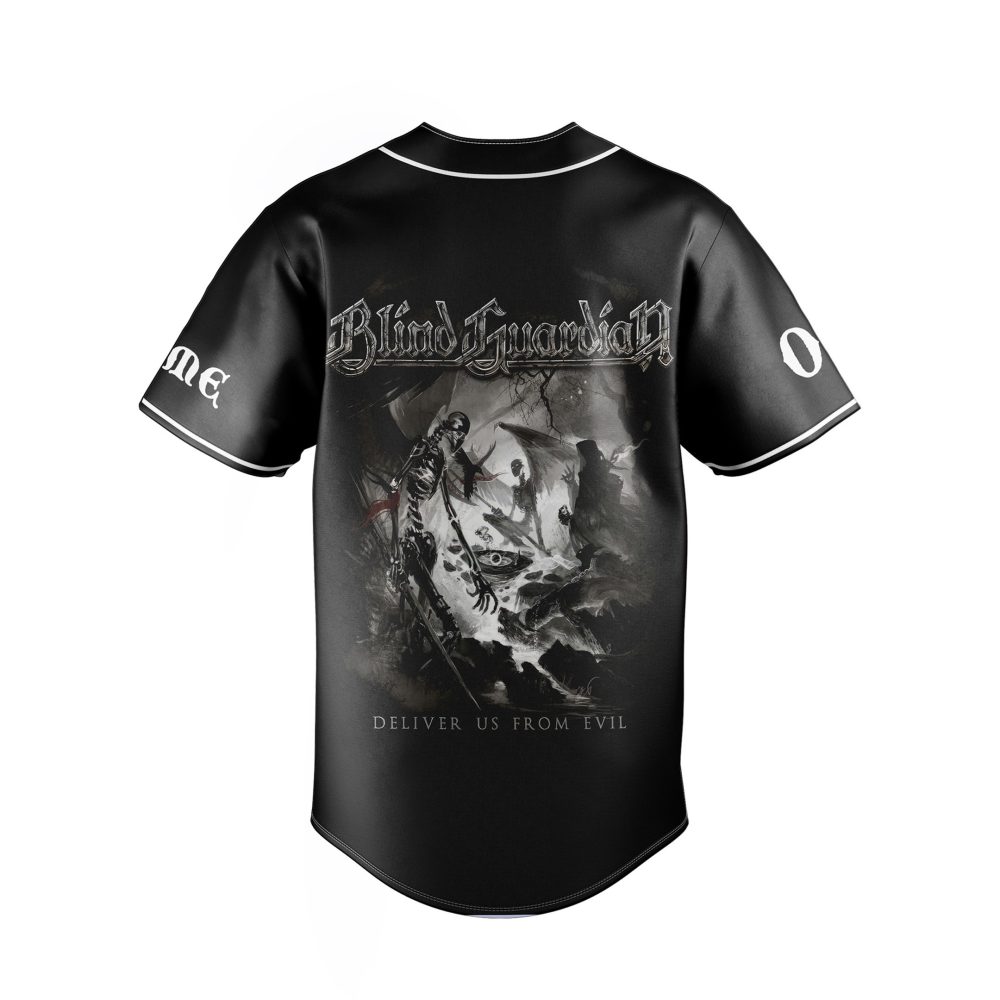 Epic Blind Guardian Baseball Jersey - Dragon &amp; Skeleton Design - Perfect For Metal Fans