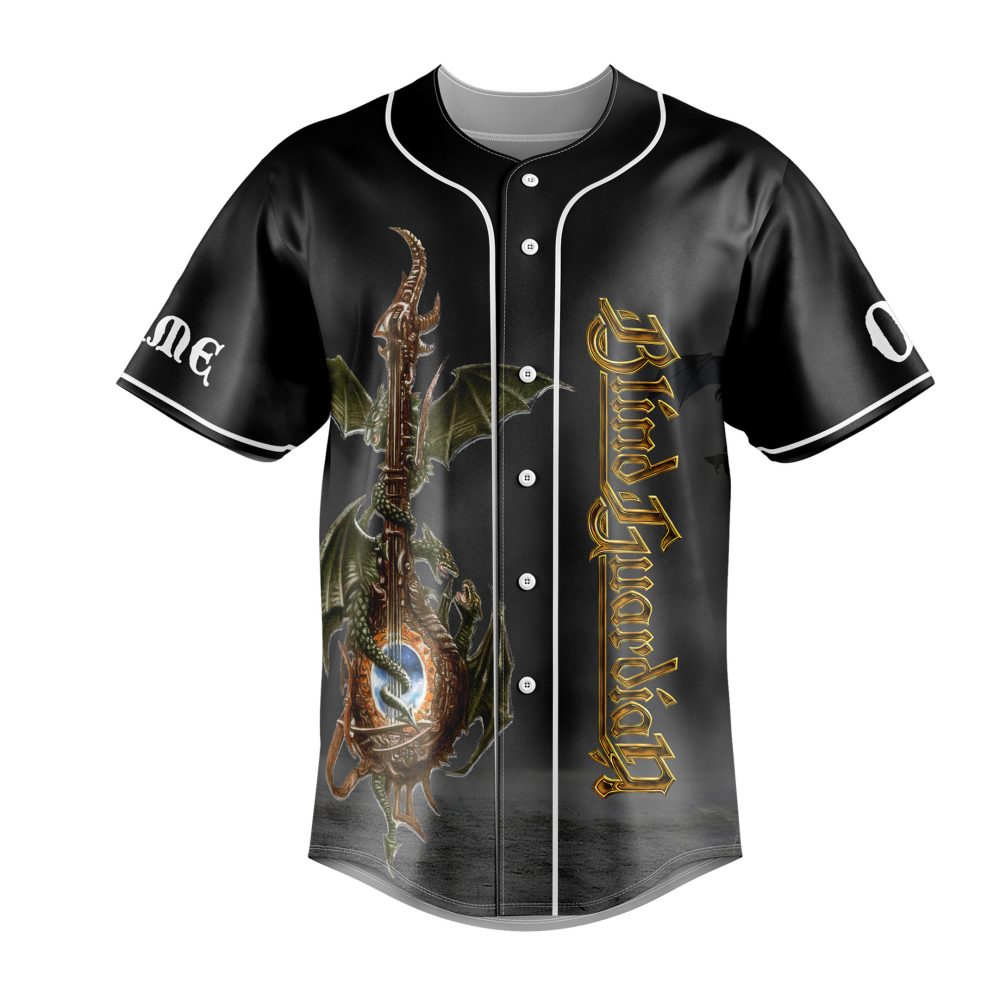 Epic Blind Guardian Baseball Jersey - Dragon &amp; Skeleton Design - Perfect For Metal Fans