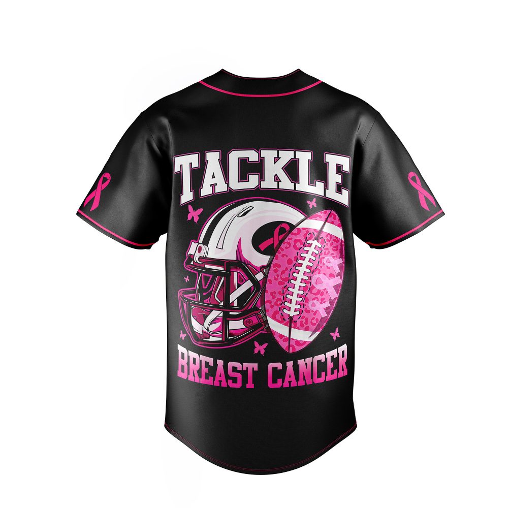 Support Breast Cancer Awareness: Pink Football Jersey - Tackle Breast Cancer Design