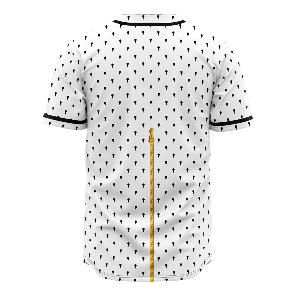 Stylish Bucciarati Baseball Jersey - White/Black Pattern, Comfortable Fit, Unisex Sportswear