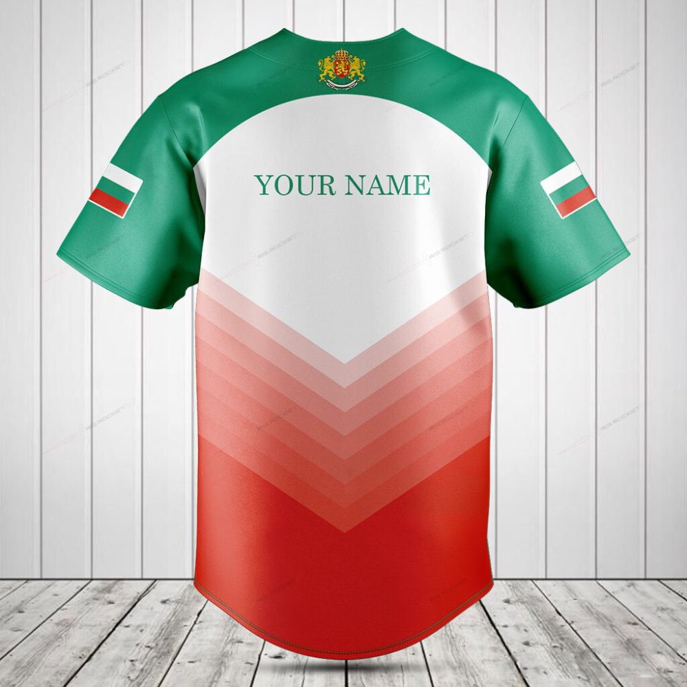 Celebrate Bulgaria: Stylish Green &amp; Red Baseball Jersey - Perfect Gift Idea!