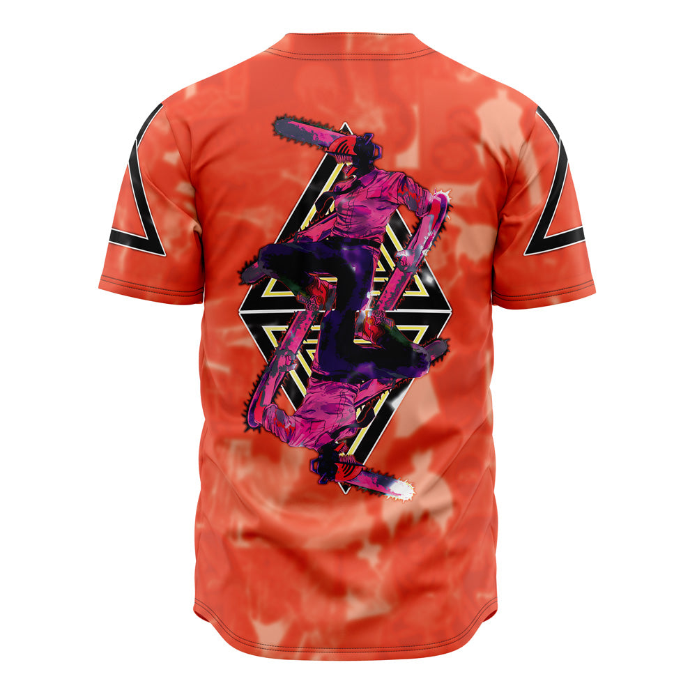 Chainsaw Man Anime Baseball Jersey - Bold Red Graphic Shirt For Fans