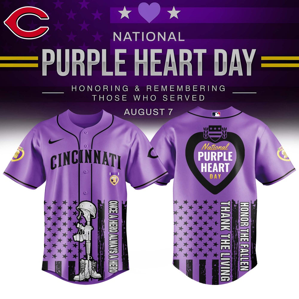 Honor Heroes: Purple Heart Day Baseball Jersey - Cincinnati Tribute Edition