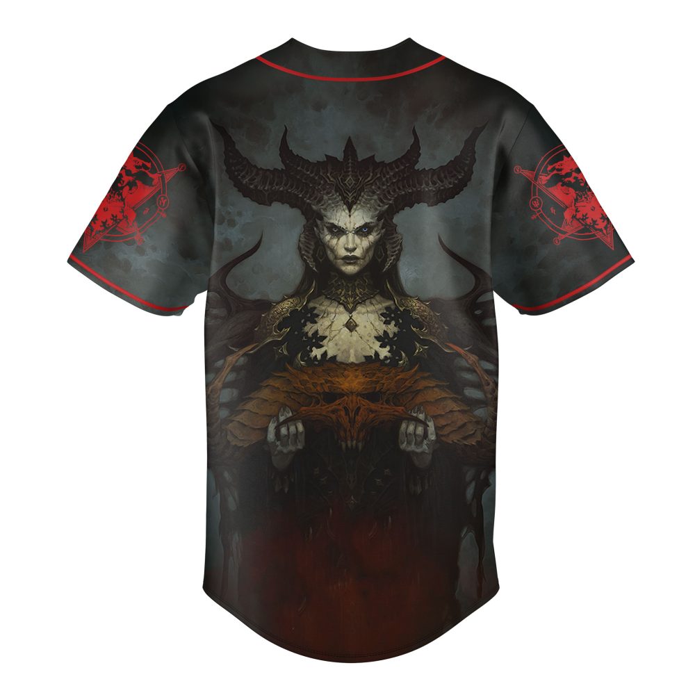 Epic Demon-Themed Baseball Jersey - Dark Fantasy Apparel For Gamers &amp; Horror Fans