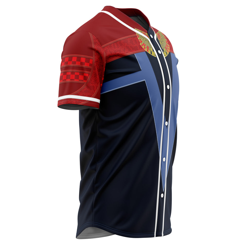 Trendy Red &amp; Blue V-Design Button-Up Baseball Jersey – Unisex Casual Fashion