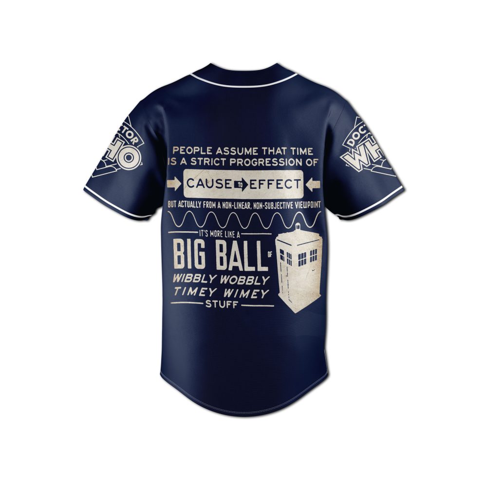 Doctor Who Timey Wimey Baseball Jersey - Unique Gallifrey Whiskey Design, Perfect For Fans!