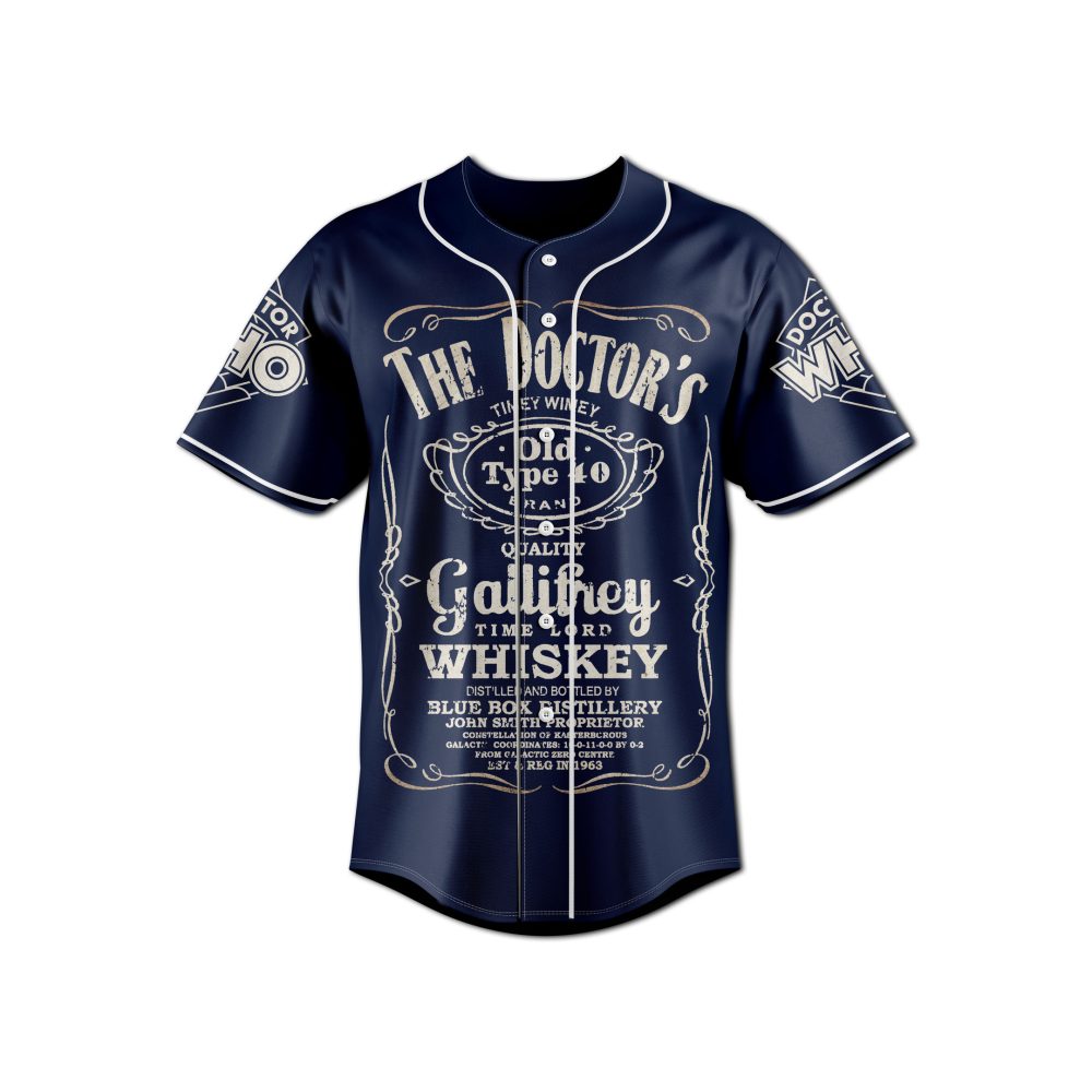 Doctor Who Timey Wimey Baseball Jersey - Unique Gallifrey Whiskey Design, Perfect For Fans!