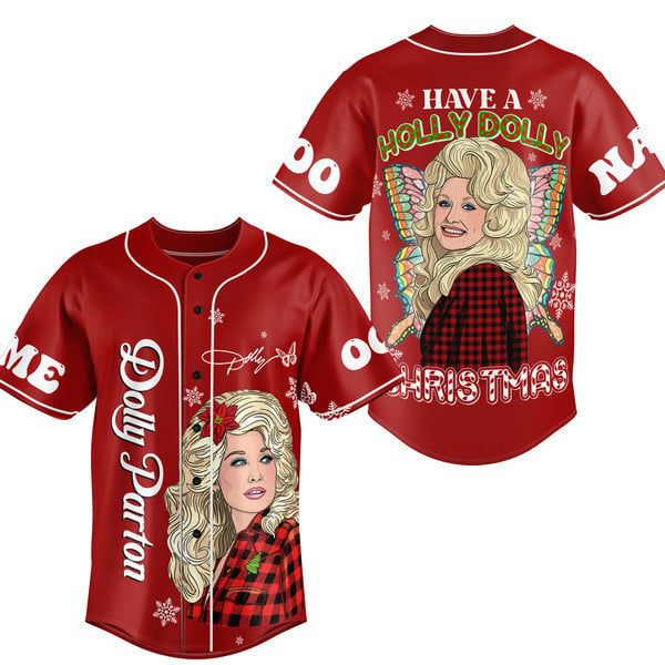 Holly Dolly Christmas Baseball Jersey – Festive Red, Perfect Holiday Gift!