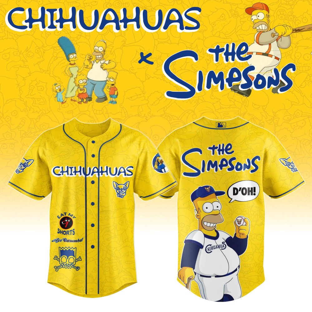 Limited Edition Simpsons X Chihuahuas Baseball Jersey – Fun Cartoon Crossover Apparel!