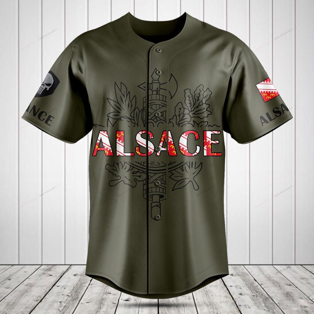 Alsace Heritage Baseball Jersey - Stylish Olive Green Design, Perfect Gift For Fans