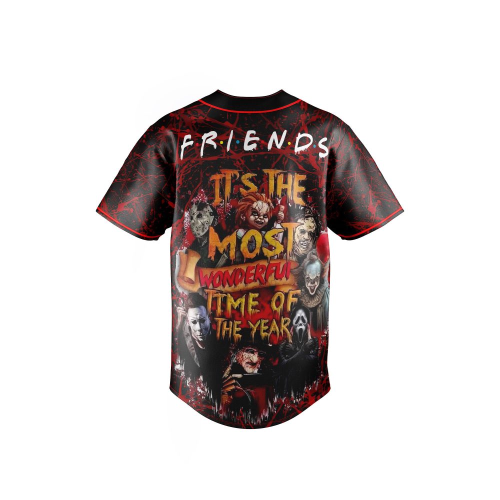 Spooky Friends Horror Baseball Jersey – Unique Halloween Graphic Shirt