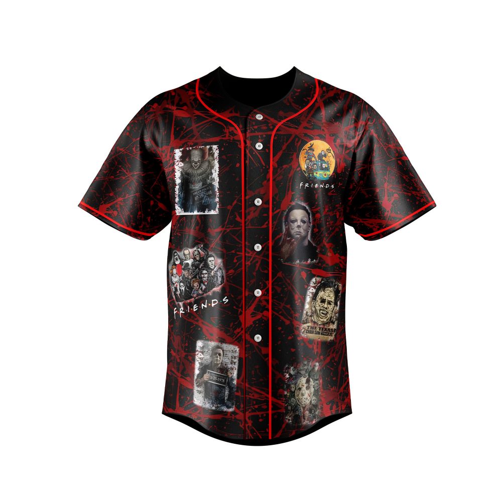 Spooky Friends Horror Baseball Jersey – Unique Halloween Graphic Shirt