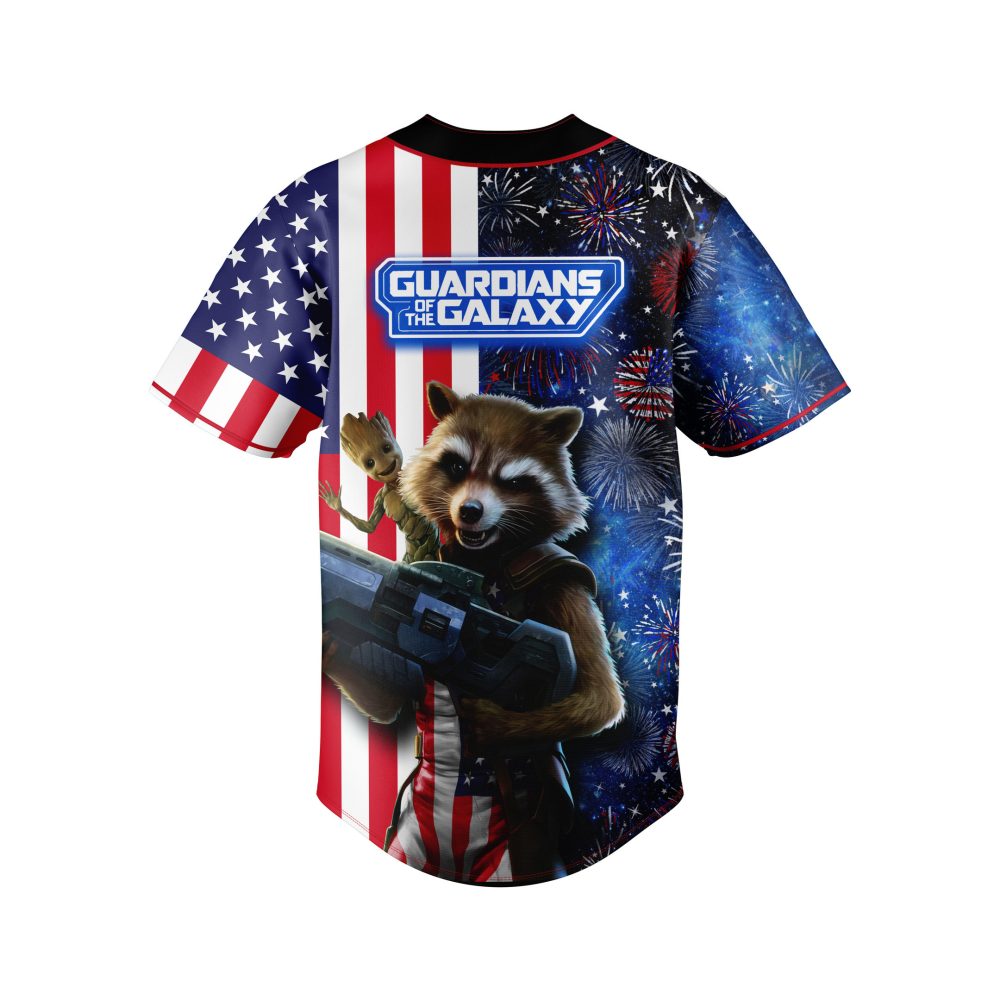 Guardians Of The Galaxy Patriotic Baseball Jersey - Rocket &amp; Groot Design, Men'S Fashion Top