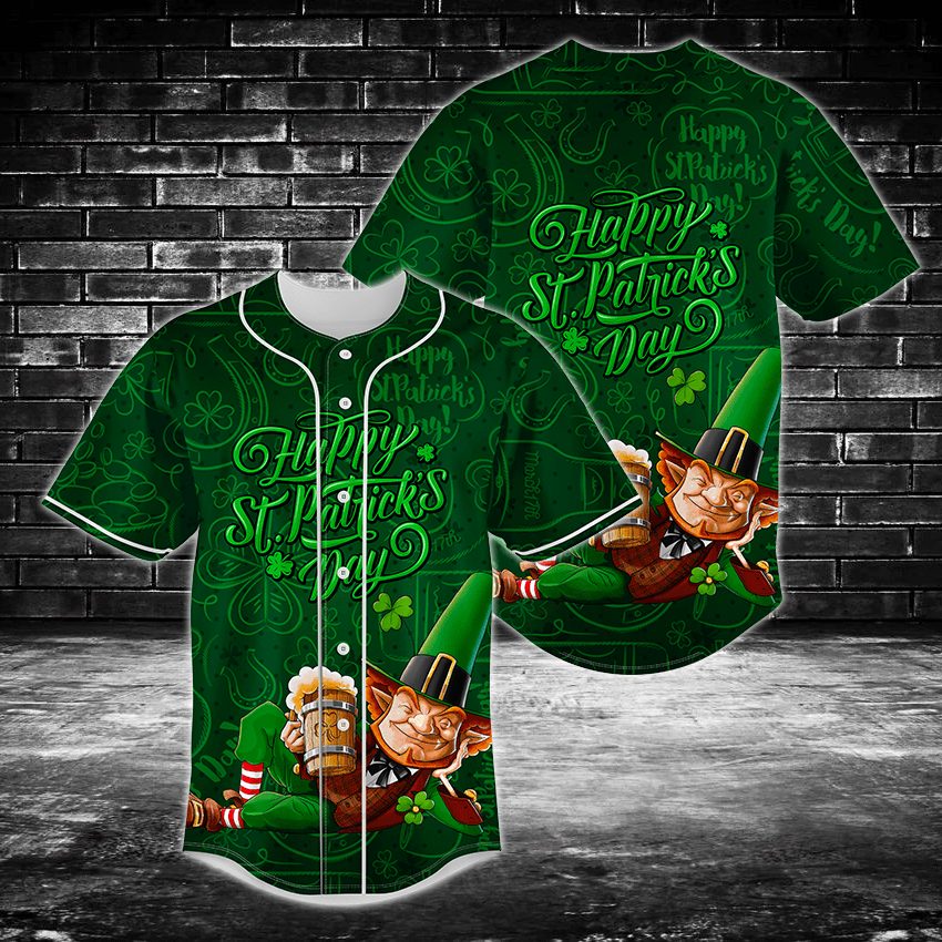 Celebrate St. Patrick'S Day In Style – Green Shamrock Leprechaun Baseball Jersey