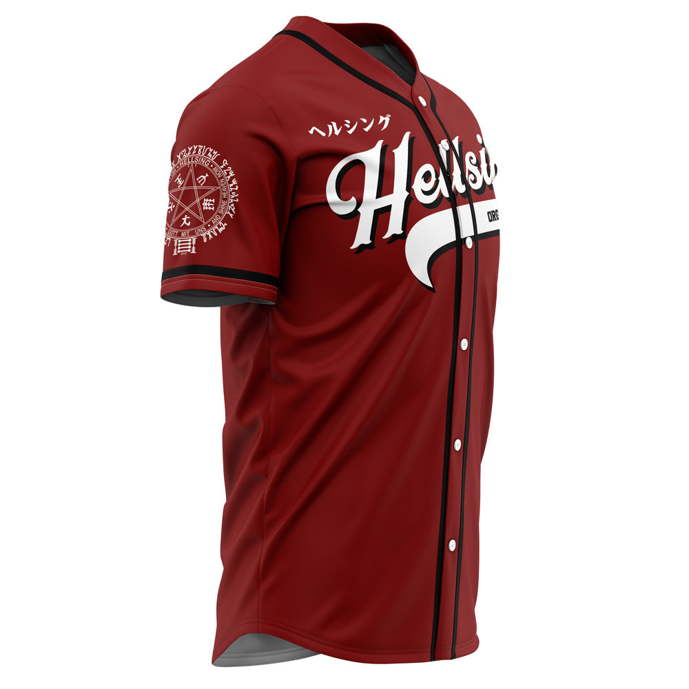 Anime Red Baseball Jersey - Stylish Hellsing Design For Fans , Unisex Casual Wear