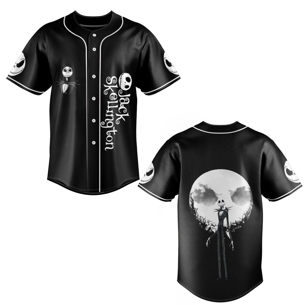 Jack Skellington Baseball Jersey - Spooky Night Design For Halloween Fans