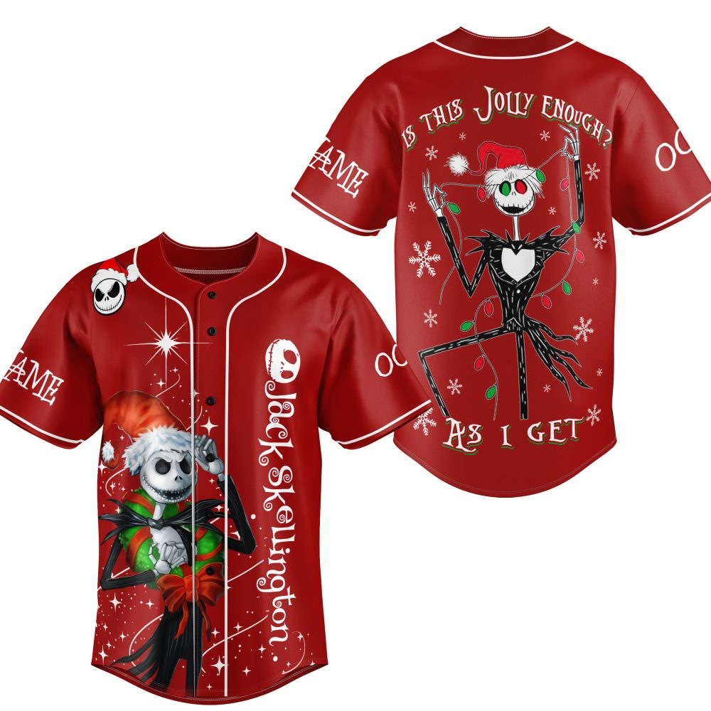 Festive Jack Skellington Christmas Baseball Jersey - Holiday Style For Fans!