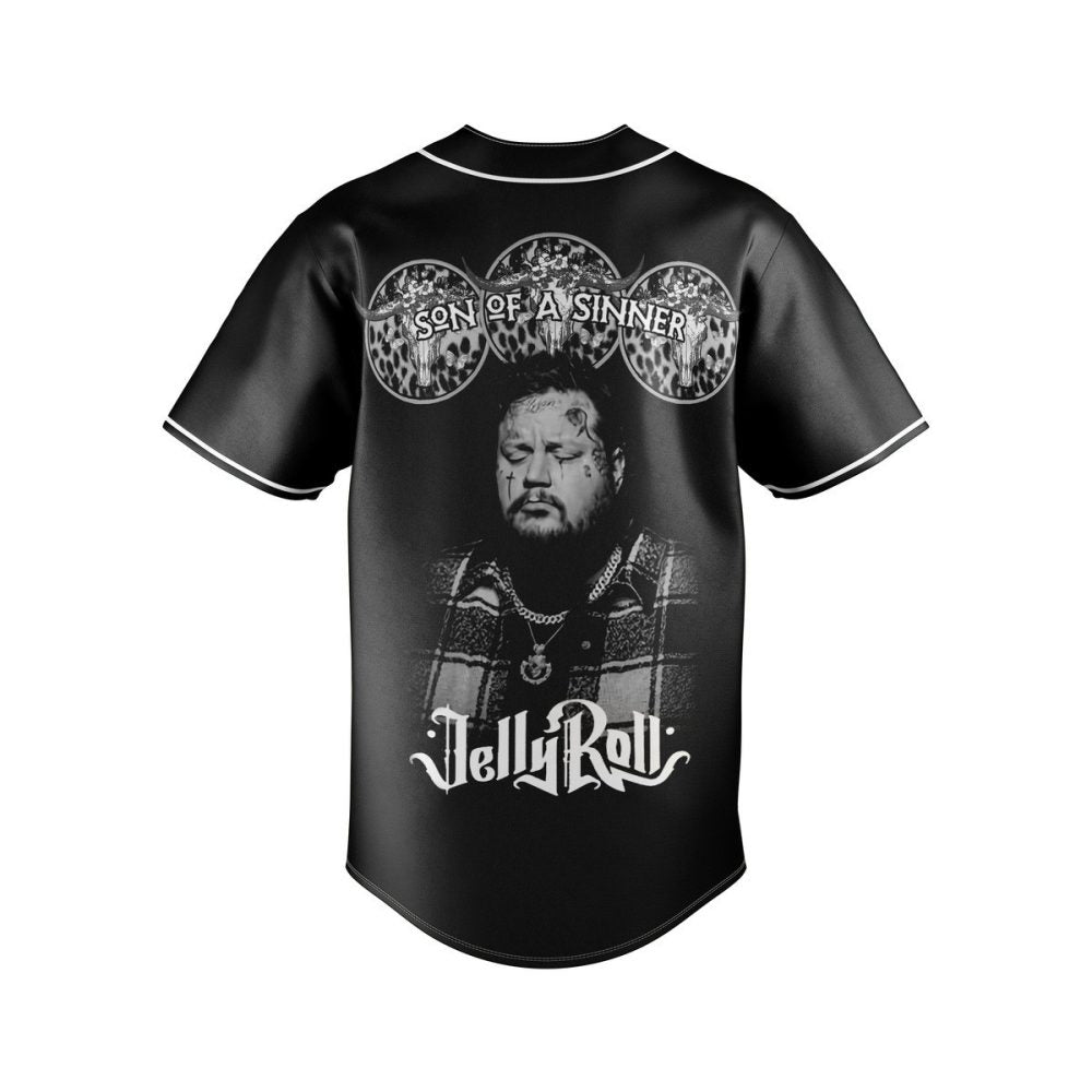 Jelly Roll 'Son Of A Sinner' Black Baseball Jersey - Bold Graphic Tee For Fans