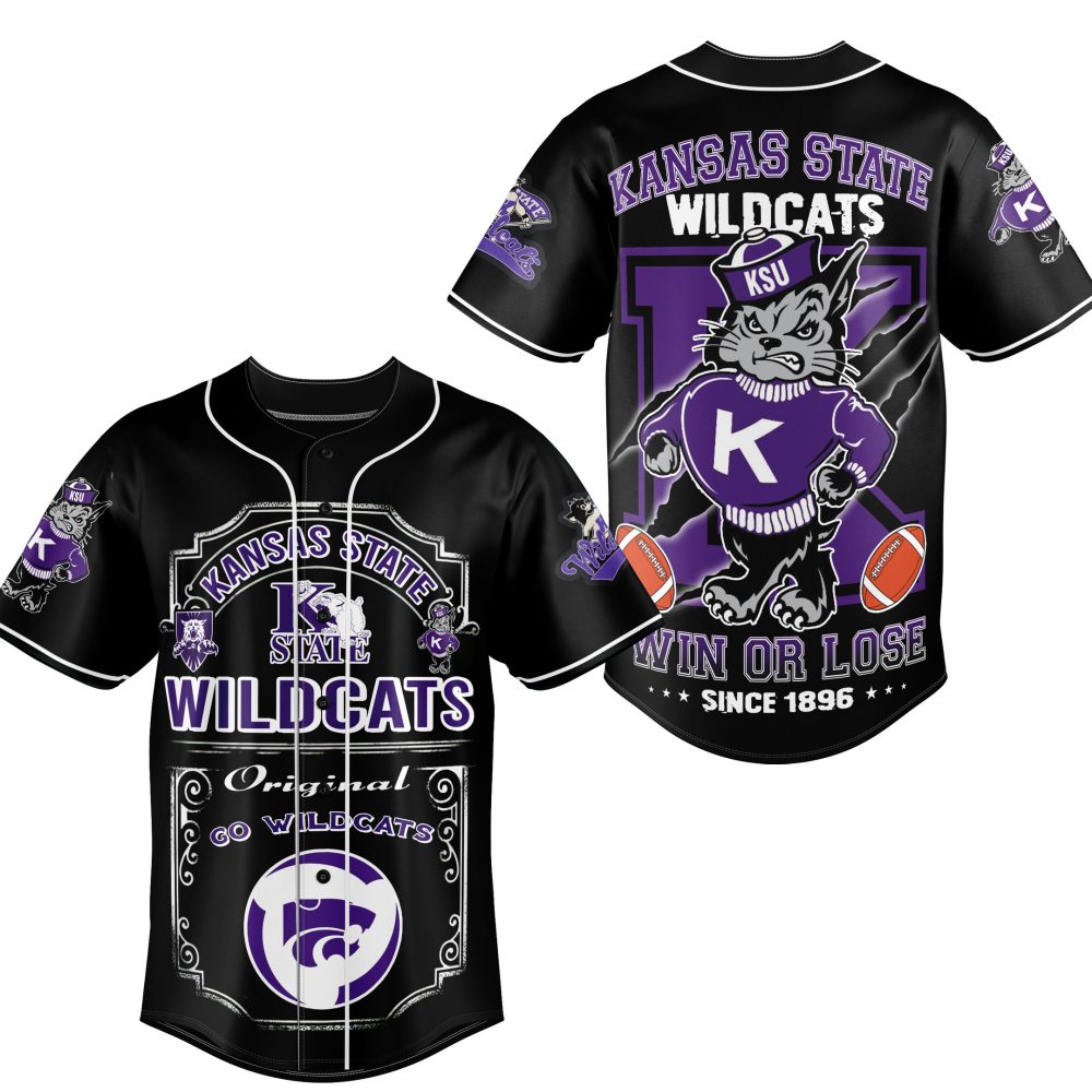 Kansas State Wildcats Baseball Jersey - Bold Black &amp; Purple Fan Gear - Limited Edition