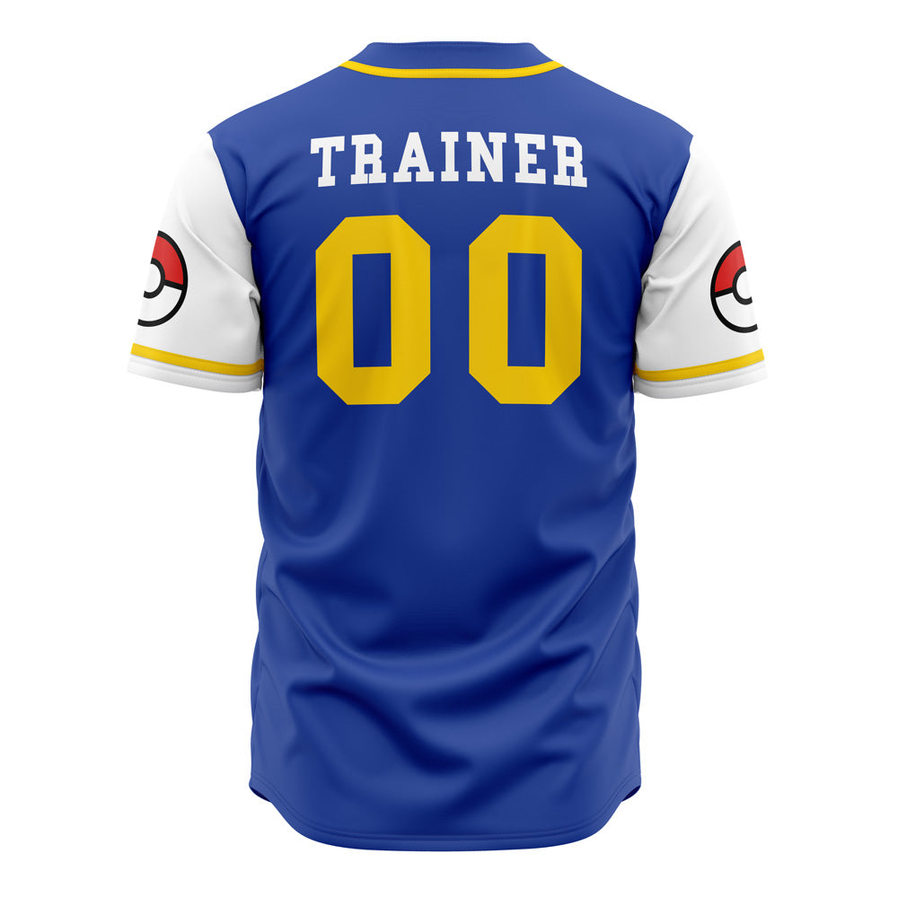 Pokémon Kanto Baseball Jersey - Stylish Blue Team Shirt With Pokéball Sleeves