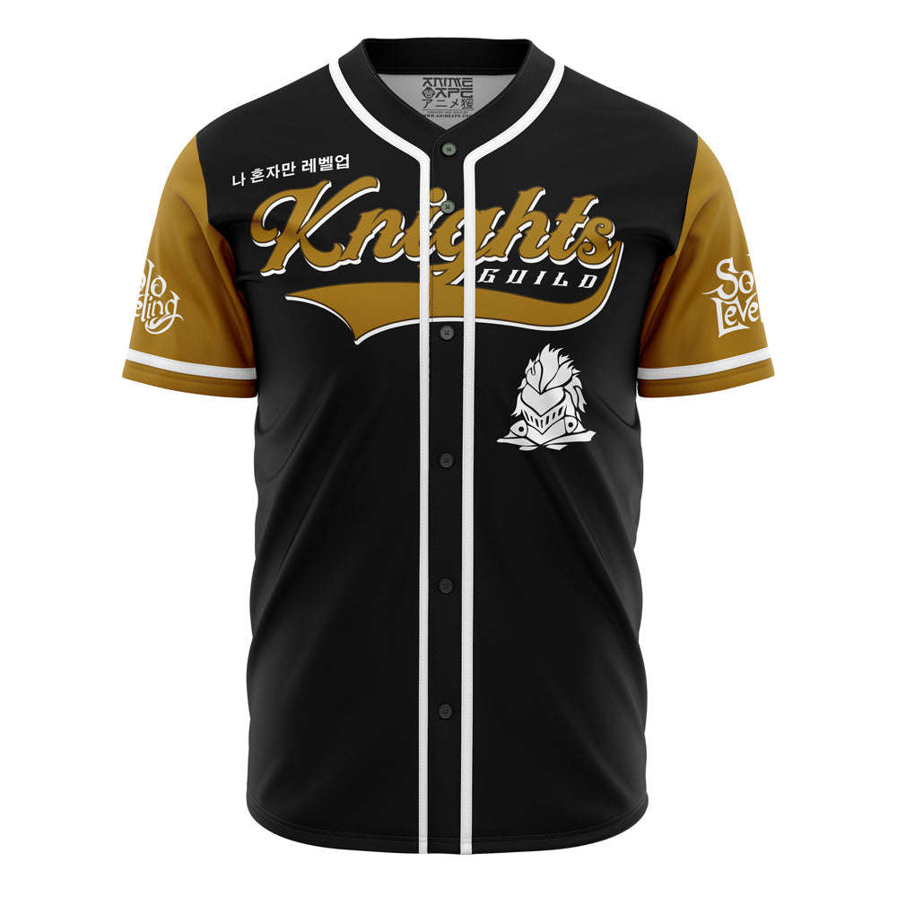 Knights Guild Baseball Jersey - Stylish Black &amp; Gold Design For Anime Fans