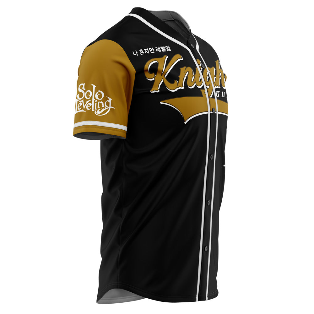 Knights Guild Baseball Jersey - Stylish Black &amp; Gold Design For Anime Fans