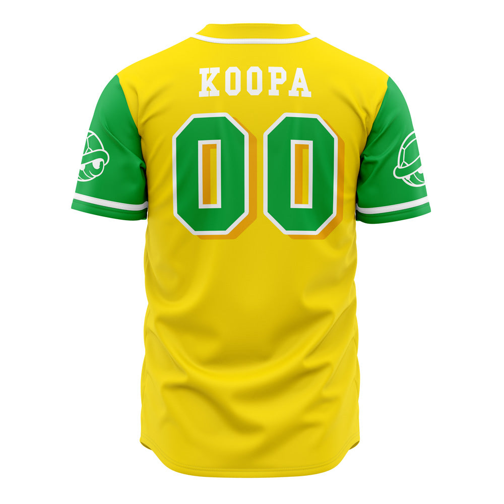 Koopa Troopas Baseball Jersey – Vibrant Yellow &amp; Green Game Day Shirt