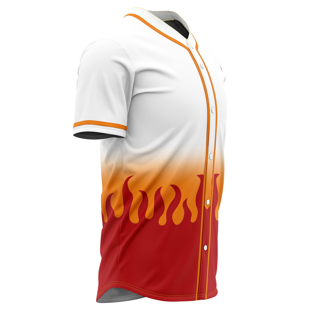 Flame Design Baseball Jersey - Stand Out In Style With Fiery Red &amp; White Gradient