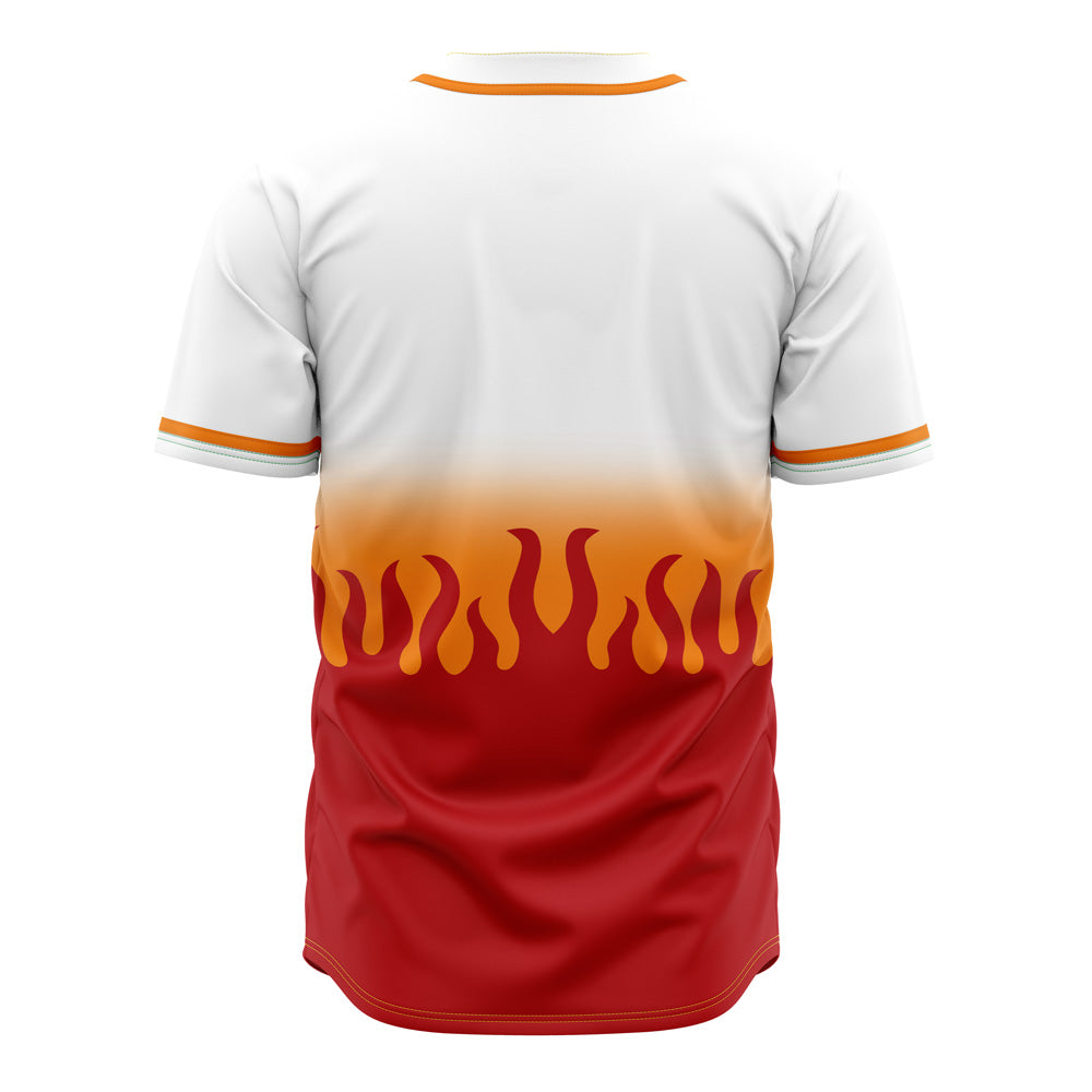 Flame Design Baseball Jersey - Stand Out In Style With Fiery Red &amp; White Gradient