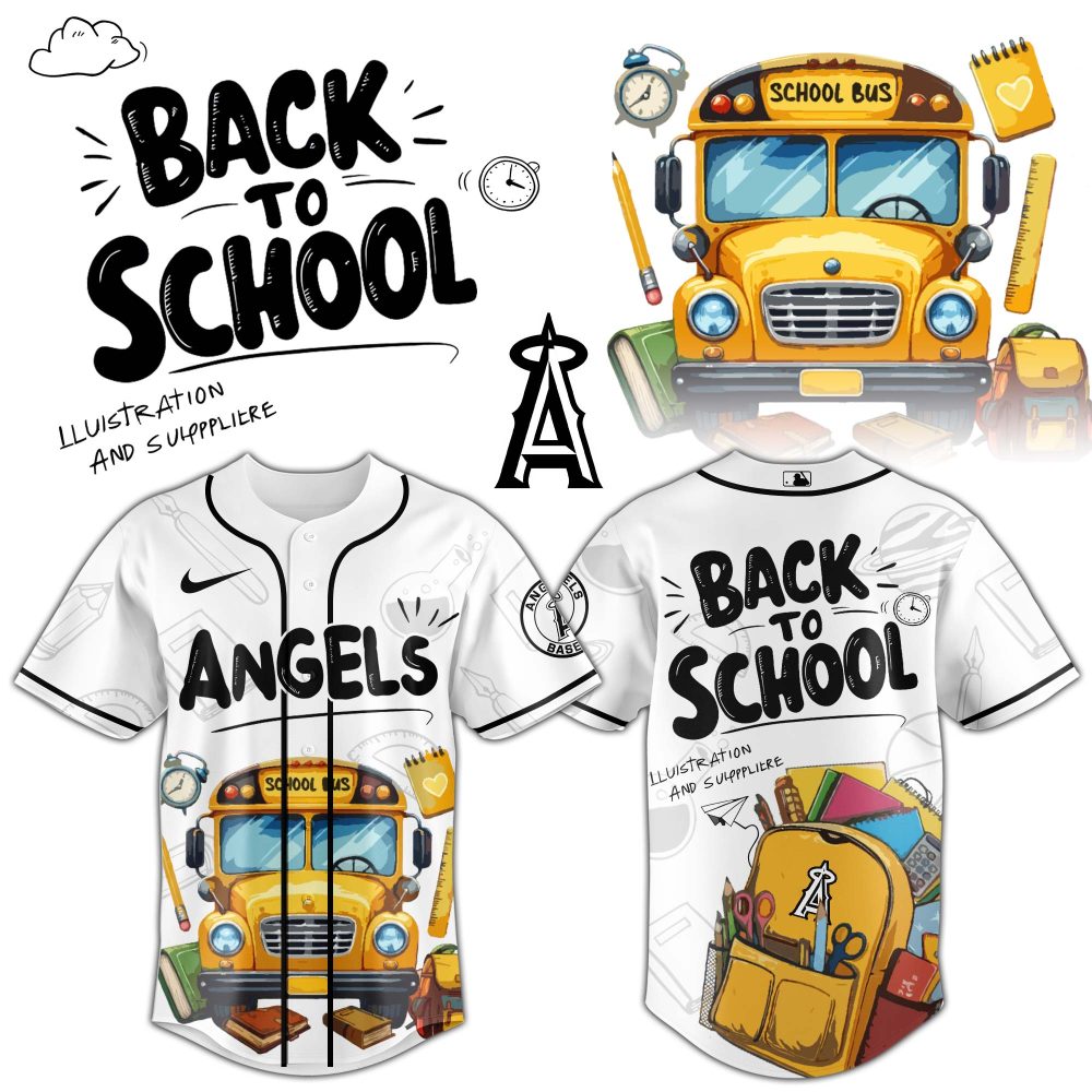 Back To School Baseball Jersey - Fun School Bus Design For Kids &amp; Teens