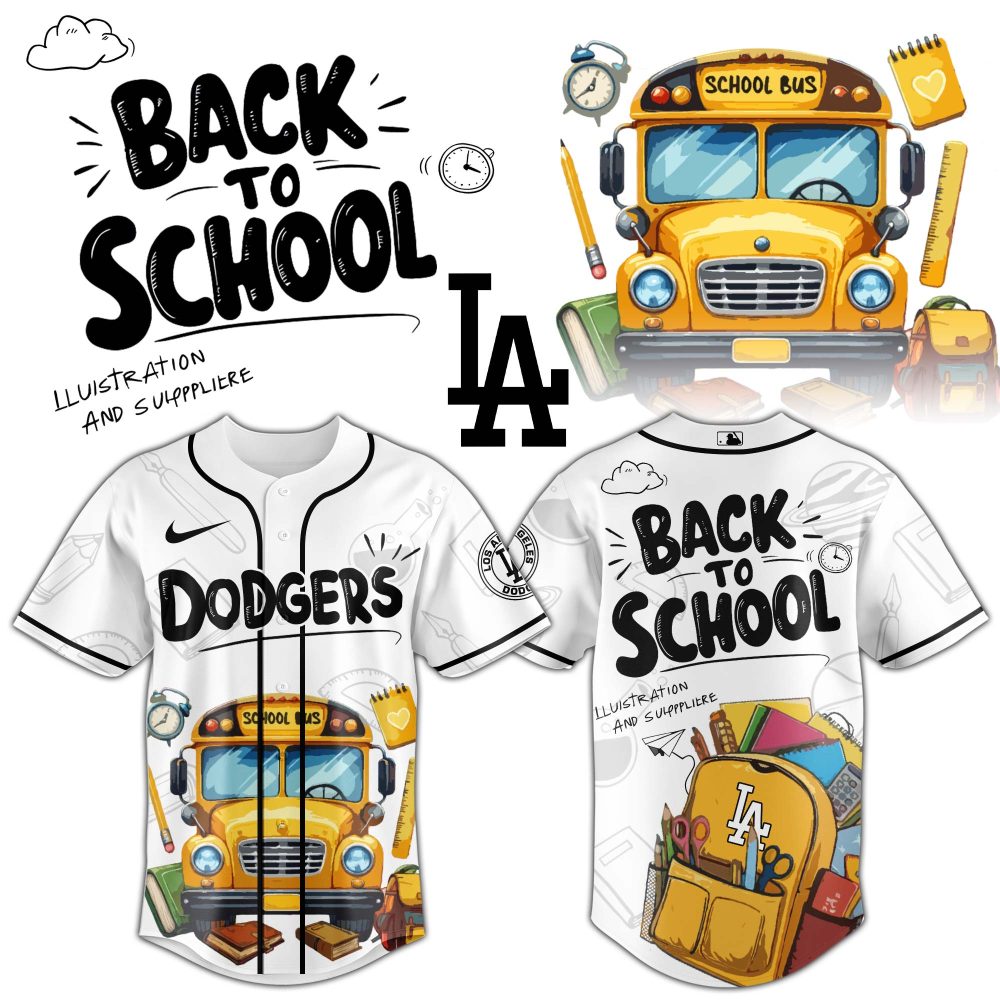 Back To School Baseball Jersey - Fun School Bus Design For Kids &amp; Fans