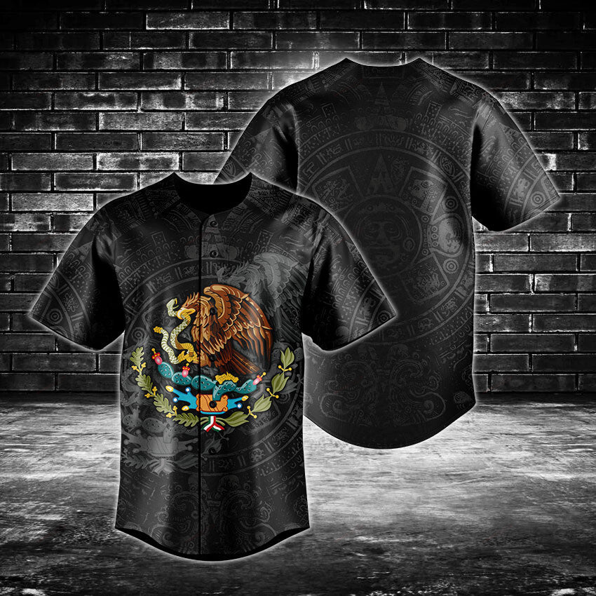 Stylish Aztec Eagle Baseball Jersey – Bold Black Design, Perfect For Fans &amp; Fashion Lovers!