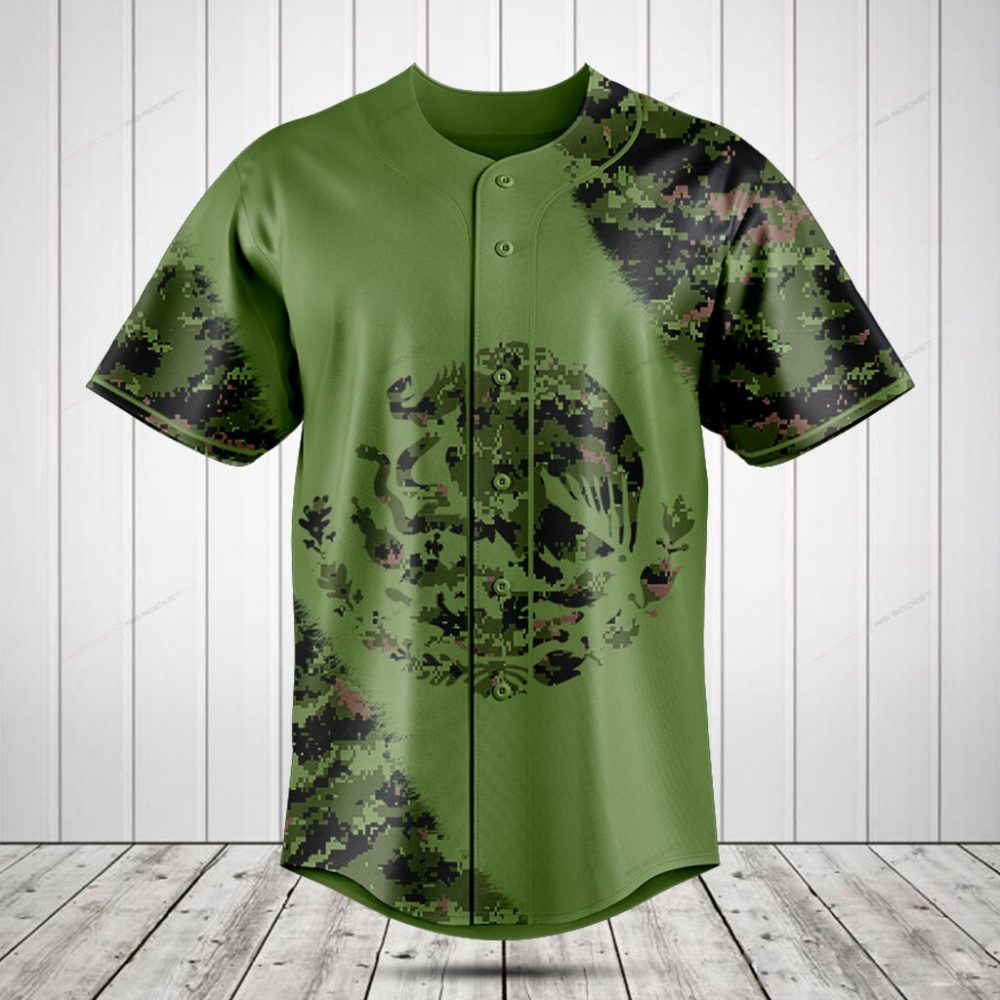 Stylish Green Camo Baseball Jersey - Breathable, Quick-Dry, Perfect For Sports &amp; Casual Wear