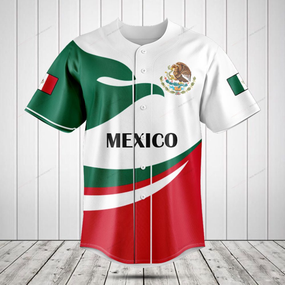 Vibrant Mexican Flag Baseball Jersey - Celebrate In Style, Perfect For Sports Fans!